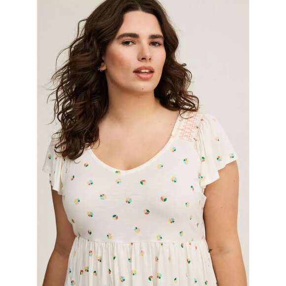 NWT TORRID Smocked Flutter Sleeve Babydoll Top - Picture 2 of 4